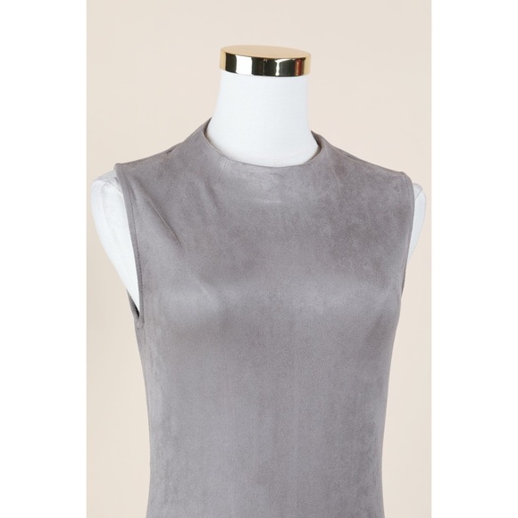 Sz S Chloe & Katie Muted Grey Faux Suede Mini Sheath Dress GUC - Picture 2 of 5